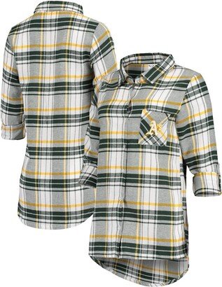 Women's Concepts Sport Green, Gold Oakland Athletics Accolade Flannel Nightshirt - Green, Gold