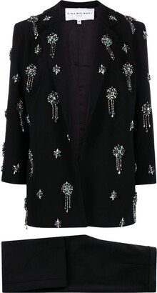 Dina Melwani Crystal-Embellished Tailored Suit