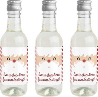 Big Dot Of Happiness Jolly Santa Claus - Mini Wine Bottle Label Stickers Christmas Favor Gift - 16 Ct