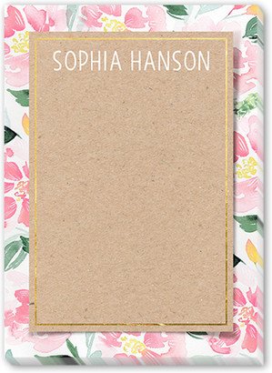 Notepads: Flower Kraft 5X7 Notepad, Beige