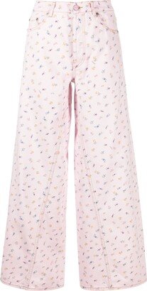 Joezy floral-print wide-leg jeans