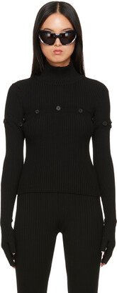 Black Button Turtleneck