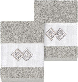 Noah Embellished Washcloth - Set of 2 - Light Grey