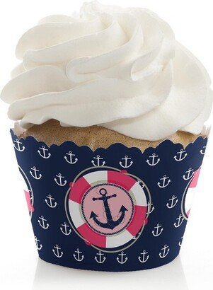 Big Dot of Happiness Ahoy - Nautical Girl - Baby Shower or Birthday Party Decorations - Party Cupcake Wrappers - Set of 12