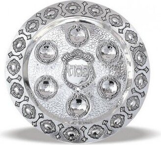 Seder Plate, Silver Plated Passover Pesah Tray Adding The Symbolic Food, Jewish Holidays Pesach 100% Kosher Made in Israel-AA