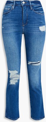 Le Sylvie Slender distressed high-rise slim-leg jeans