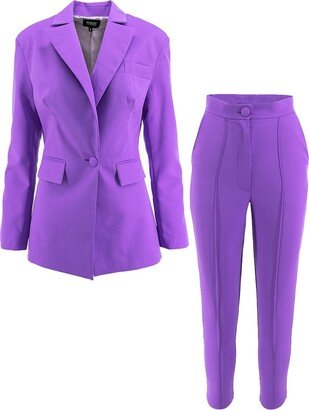 Bluzat Pastel Purple Slim Fit Suit