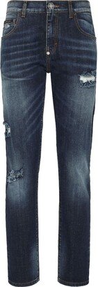 Distressed-Effect Denim Trousers