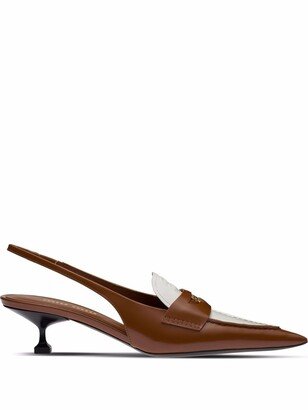 Slingback Kitten-Heel Penny Loafers