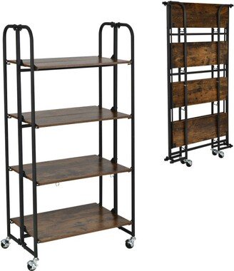 Foldable Rolling Cart with Storage Shelves for Kitchen-4-Tier - 26