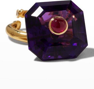 Prince Dimitri Jewelry 18k Rose Gold Amethyst Ring with Diamonds, Size 6