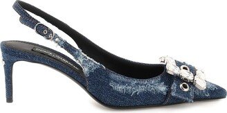 Denim Slingback Pumps