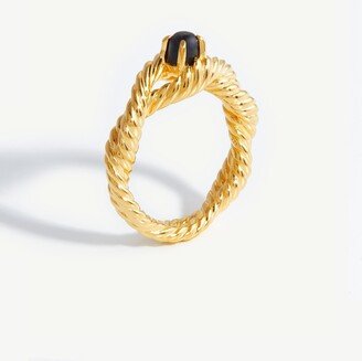 Marina Double Rope Gemstone Ring | 18ct Gold Plated Vermeil/Black Onyx