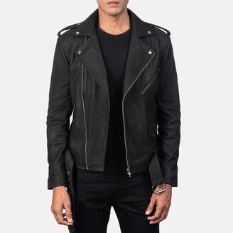 Allaric Alley Distressed Black Leather Biker Jacket