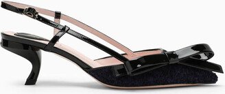 Virgule blue/black slingback