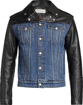 Leather & Denim Biker Jacket