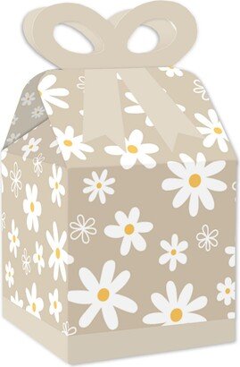 Big Dot Of Happiness Tan Daisy Flowers - Square Favor Gift Boxes - Floral Party Bow Boxes - Set of 12 - Beige/khaki