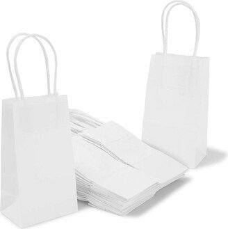 Blue Panda 50-Pack Small White Kraft Paper Bag, 6.25x3.5x2.5 in. Party Gift Bags with Handles, Bulk Retail Shopping Merchandise Bags