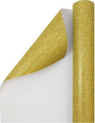 JAM Paper & Envelope JAM PAPER Gold Glitter Gift Wrapping Paper Roll - 1 pack of 25 Sq. Ft.