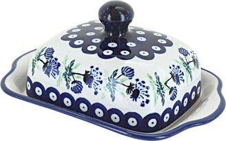 Blue Rose Pottery Blue Rose Polish Pottery Sweet Annie Square Butter Dish