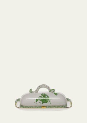 Chinese Bouquet Green Butter Dish with Branch Handle-AA