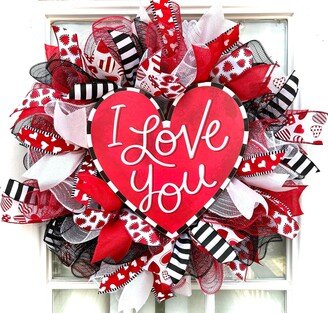Valentine's Day Wreath, Heart Valentines Front Door Decor