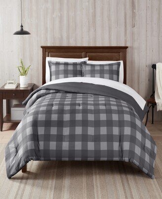 Simply Clean Alex Buffalo Check Plaid Microbial-Resistant 3-Piece Comforter Set, Full/Queen