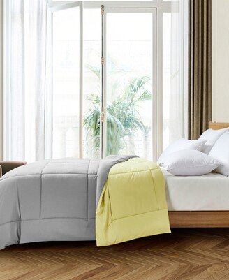 Closeout! Royal Luxe Reversible Down Alternative Comforter, King, Created for Macy's - Yellow/grey