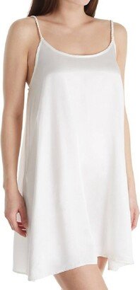 Rowen Satin Short Nightgown Braided Strap In Pearl