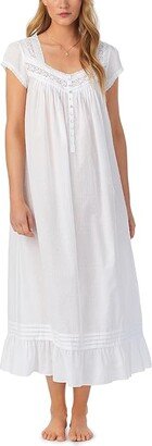 Cap Sleeve Waltz Gown (White) Women's Pajama