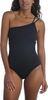 Island Goddess One Shoulder Mio One-Piece Swimsuit (Black) Women's Swimsuits One Piece