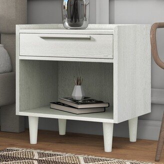 Tiramisubest Solid Wood+MDF 1-Drawer Nightstand with Open Storage