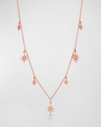 Graziela Gems 18k Rose Gold Starburst Diamond Station Necklace