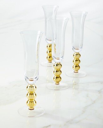 Gold Ball Champagne Flutes, Set of 4