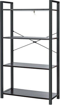 4-Tier Rustic Bookshelf Industrial Bookcase Diaplay Shelf Storage Rack - 26