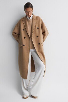 Relaxed Wool Blend Double Breasted Coat-AA