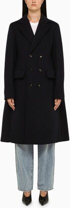 Navy wool double-breasted coat