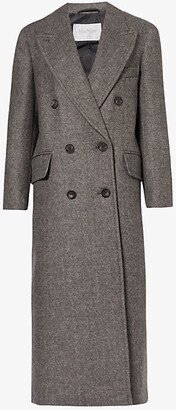 Womens Dark Grey Eccesso Peak-lapel Padded-shoulder Wool Coat