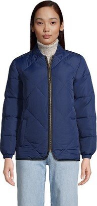 Land' End Women' Tall Inulated Quilted Primaloft ThermoPlume Bomber Jacket - Large Tall - Deep Sea Navy