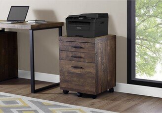 Monarch Specialties Monarch 7400 Brown Reclaimed Wood Castors Filing Cabinet With 3 Drawer