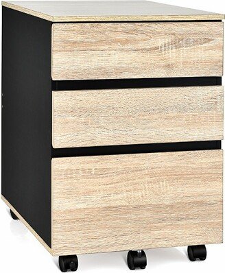 3-Drawer Mobile File Cabinet Vertical Filling Cabinet for Home Office