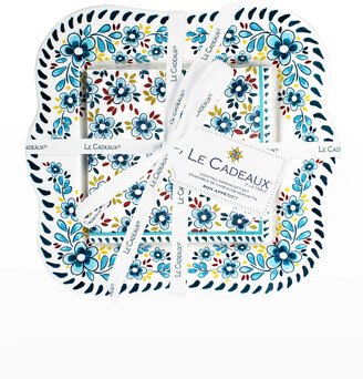 Le Cadeaux Madrid Turquoise Napkin Holder & Napkins Gift Set