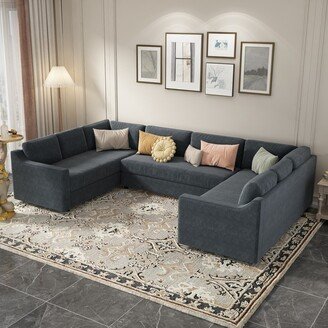 Calnod 3 Pieces U-Shaped Large Sectional Sofa with Thick Seat and Back Cushions Sofa