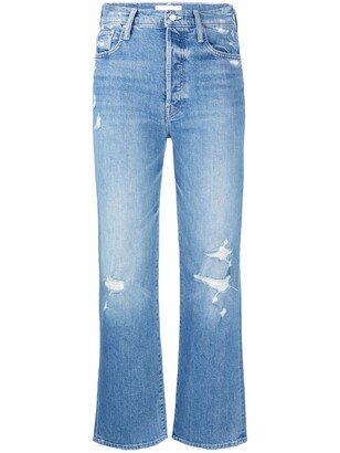 Distressed Kick-Flare Jeans