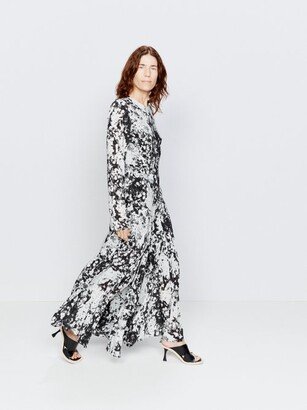 Long Sleeve Printed Silk Maxi Dress