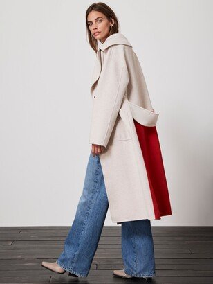 Wool Blend Colour Block Coat