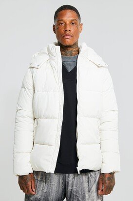 Mens Cream Matt Panel Puffer Jacket