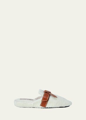 Leather Buckle Faux Shearling Slipper