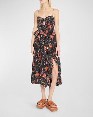 Renata Floral Silk Midi Dress