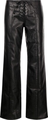 Lace-Up Faux-Leather Trousers